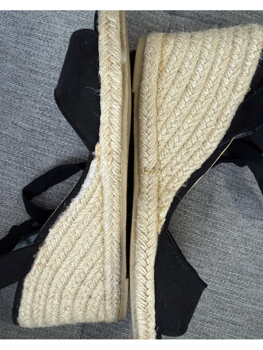 JustFab Cardi Black Tie-Up Espadrilles, Size 8.5